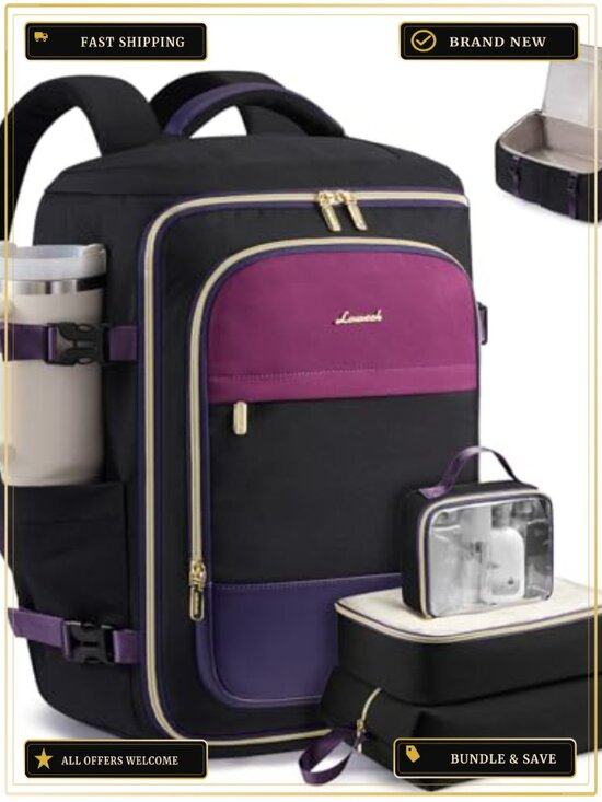 Handbags - Travel Backpack Carry-On Flight Approved 17" Laptop Backpack with Packing Cubes